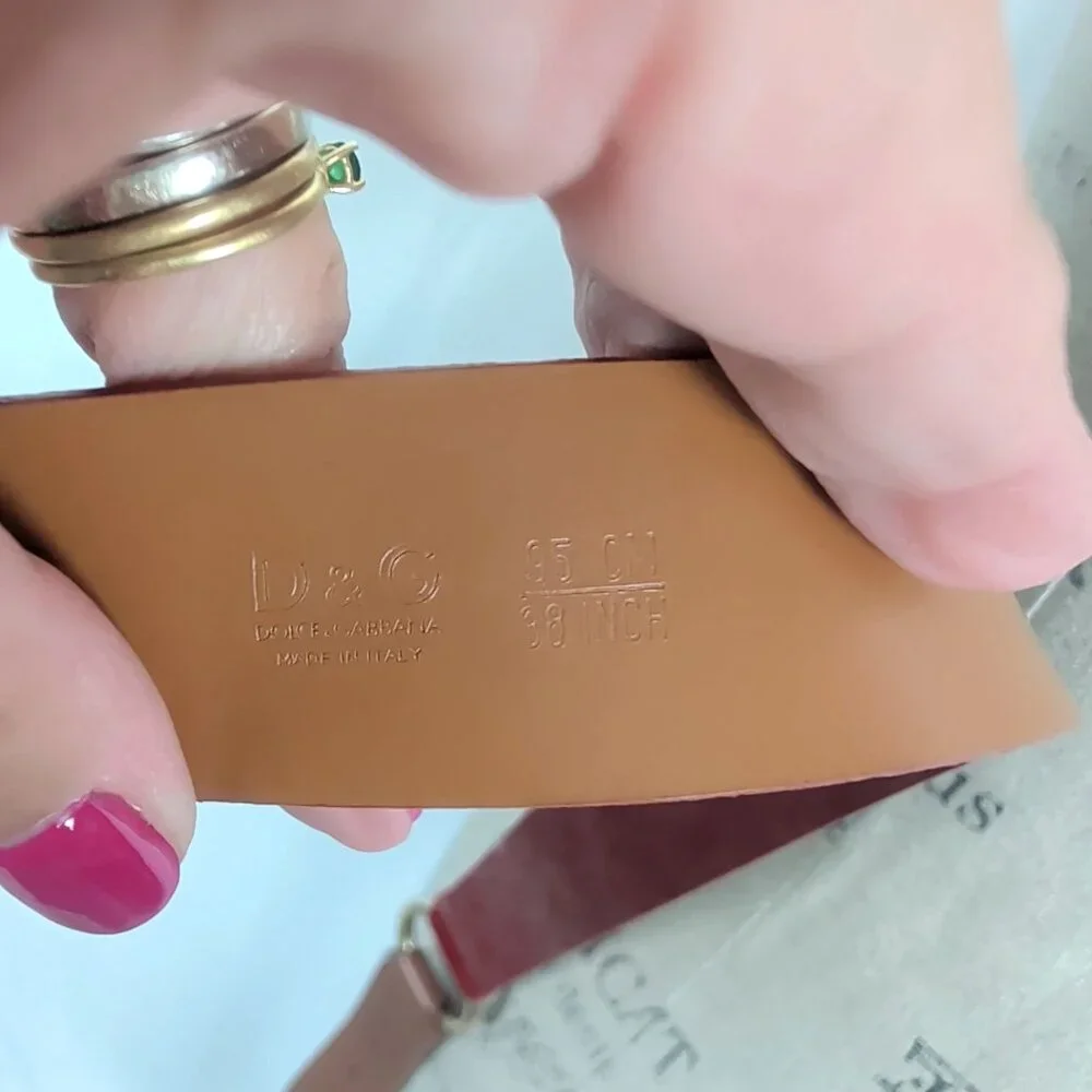 Vintage Y2K Dolce Gabbana Logo Belt 36 Large Red Patent Leather 90cm - Picture 10 of 12